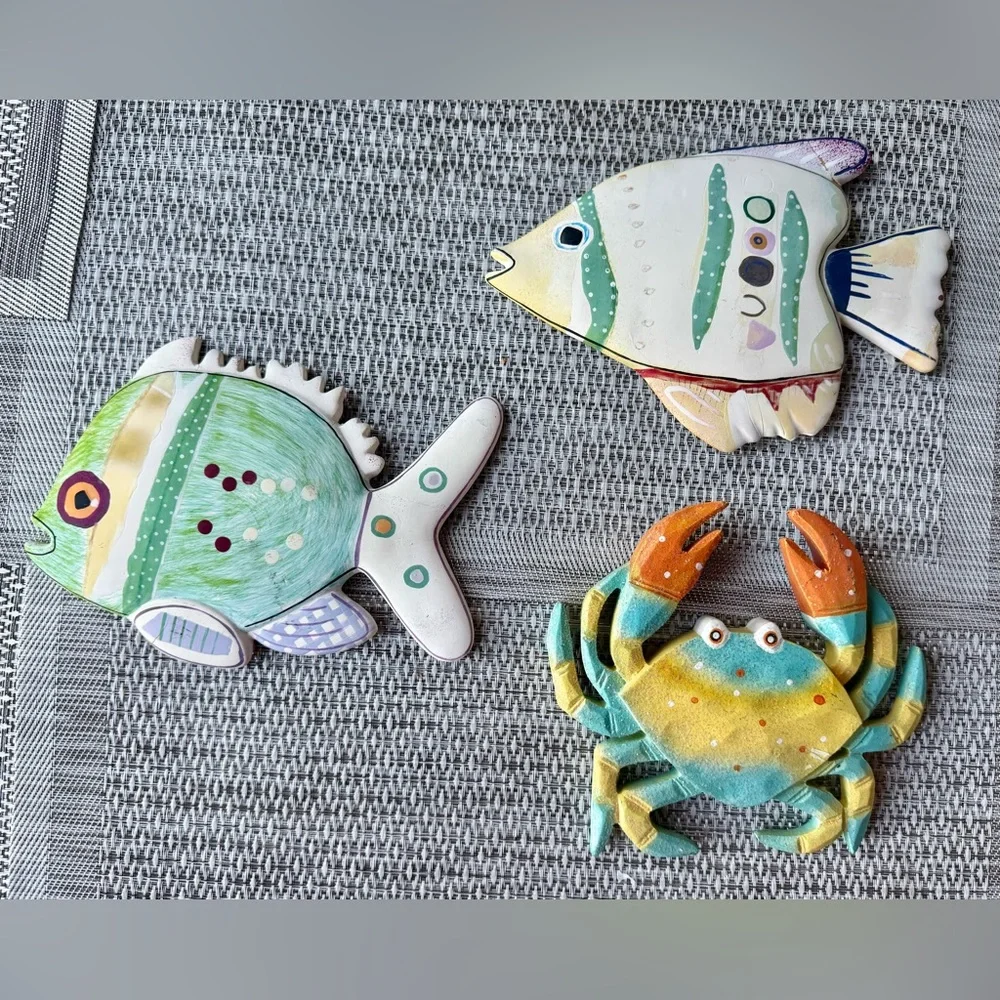 Colorful Fish and Crab Wall Decor Set